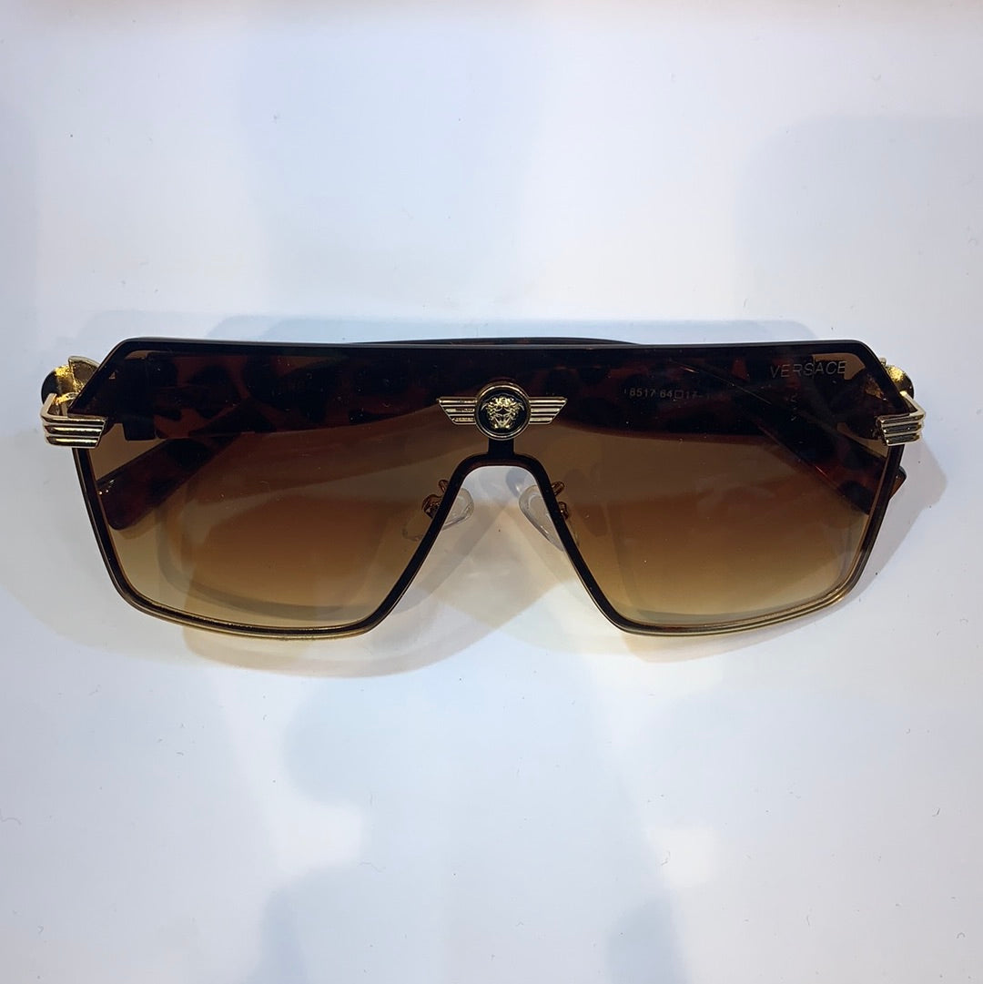 REV Gold Leopard Frame Brown Shade Unisex Sunglass 8517 64 17-145