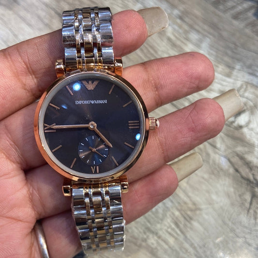 Mra Silver Copper Chain Black Dial Ladies Watch 901296