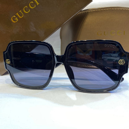 CUG Glossy Black Frame Black Shade Unisex Branded Sunglasses 6203 6515-143