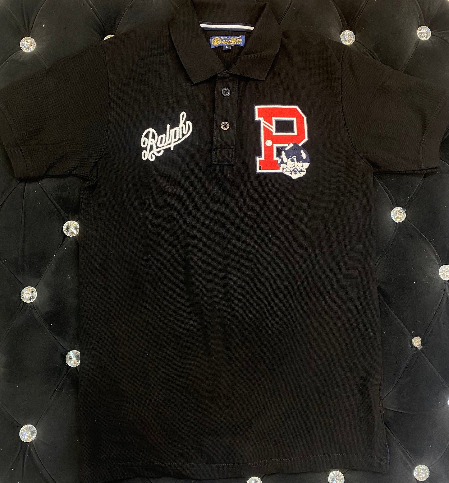 LOP LAR Black Colour With Red R Logo Half Sleeves Back Print Cotton TShirt 196701
