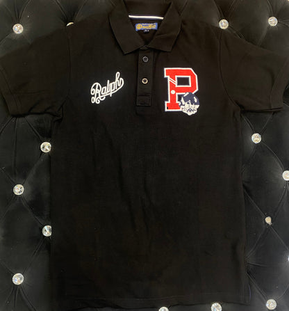 LOP LAR Black Colour With Red R Logo Half Sleeves Back Print Cotton TShirt 196701
