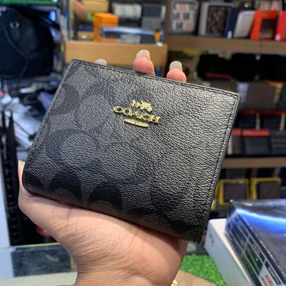 AOC Black Colour With CC Print Italian Leather Unisex Card Holder Wallet 50128