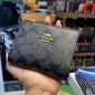 AOC Black Colour With CC Print Italian Leather Unisex Card Holder Wallet 50128