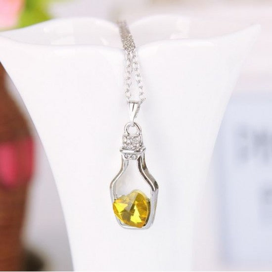 Yellow Heart Shaped Bottle Pendant