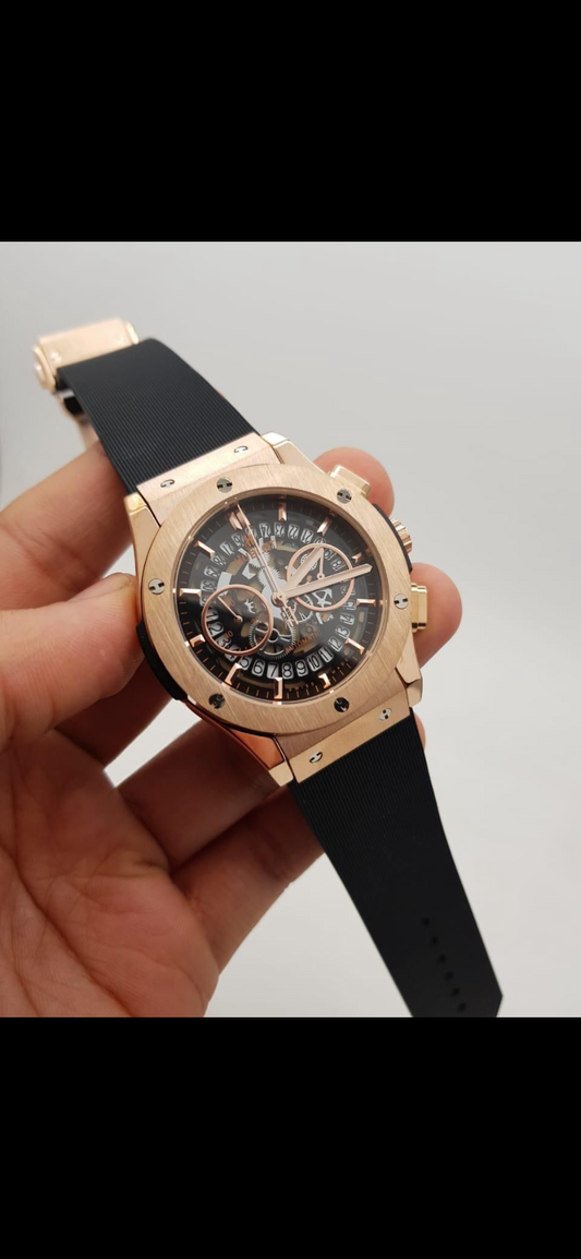 BUH Black Strap Copper Dial  Chrono Men Watch 401133