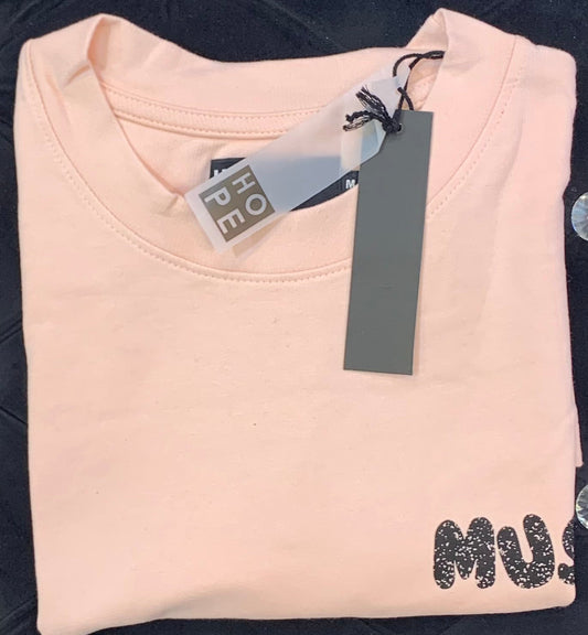 HOPE Peach Colour With Music Back Print Drop Shoulder TShirt 108607