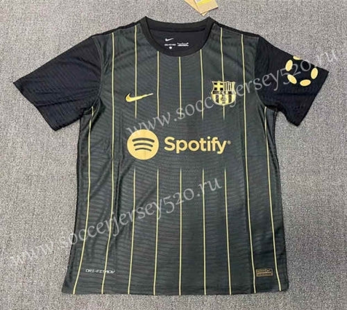 Kin Black Gold Colour FCB Logo Branded Lycra Cotton Football Jersey 110248