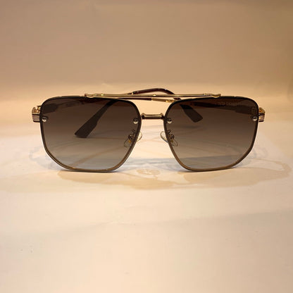 TID Gold Frame Brown Shade Unisex Sunglass 10481 58 14-145