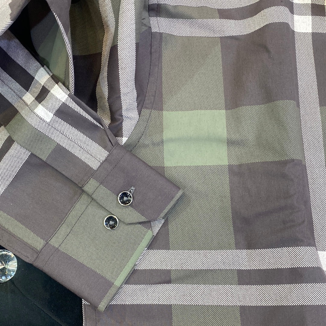 Zeus UEZ Purple White Grey Colour Lycra Cotton Full Sleeve Premium Check Shirt 110415
