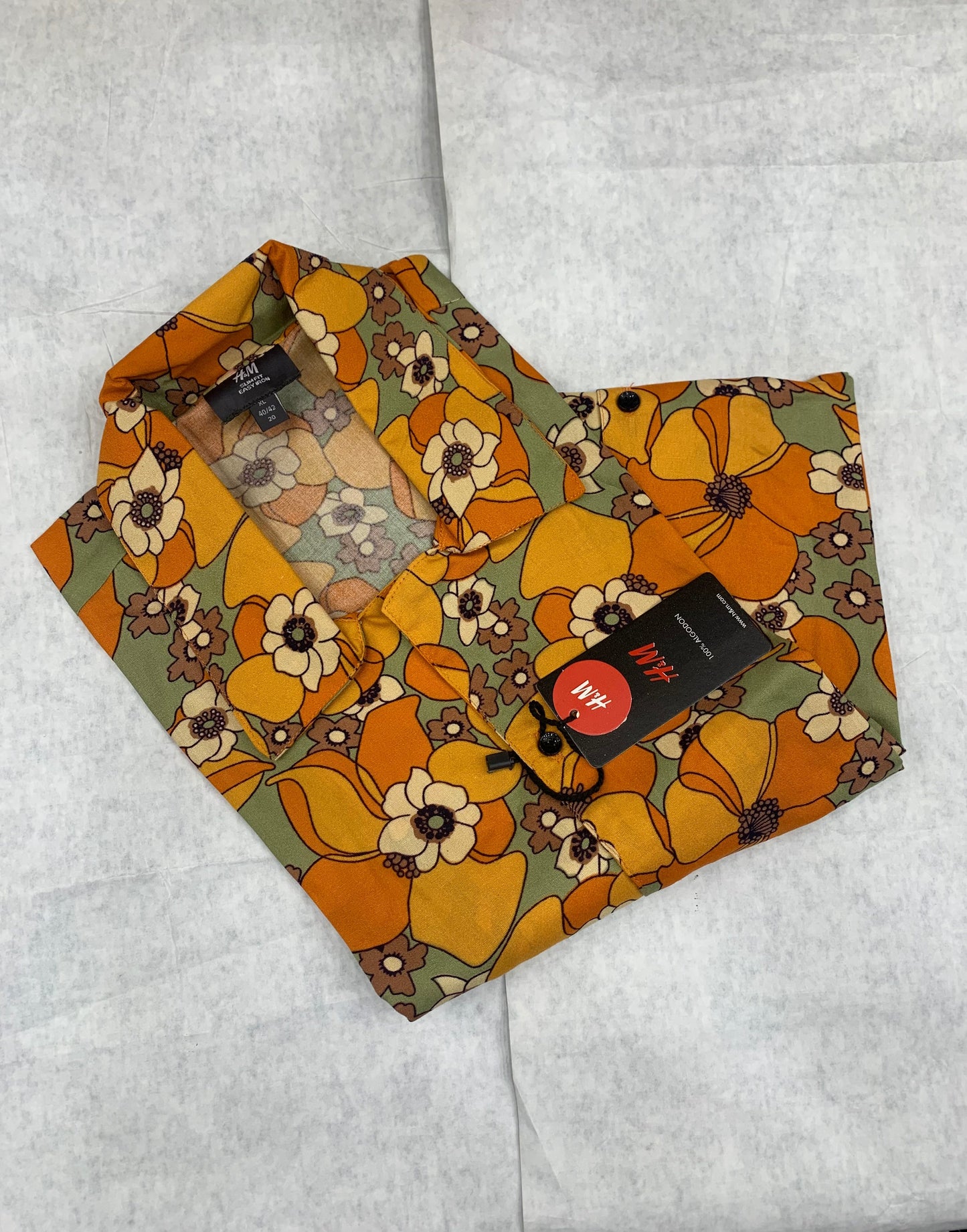 MH M&H Orange Colour With Floral print Drop Shoulder Half Sleeve Shirts 50230