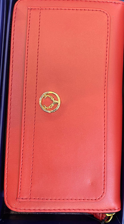 Allen Solly Multiple Colour Rose Gold Logo Genuine Leather Zipper Ladies Clutch