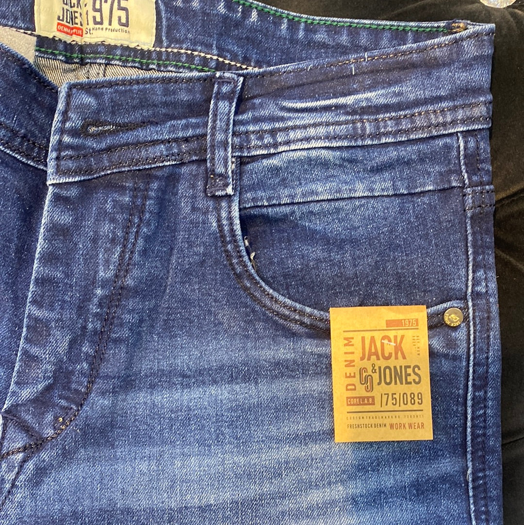 Jack JJ Navy Blue Faded Slim Fit Branded Designer Men’s Jean’s JJ 1975