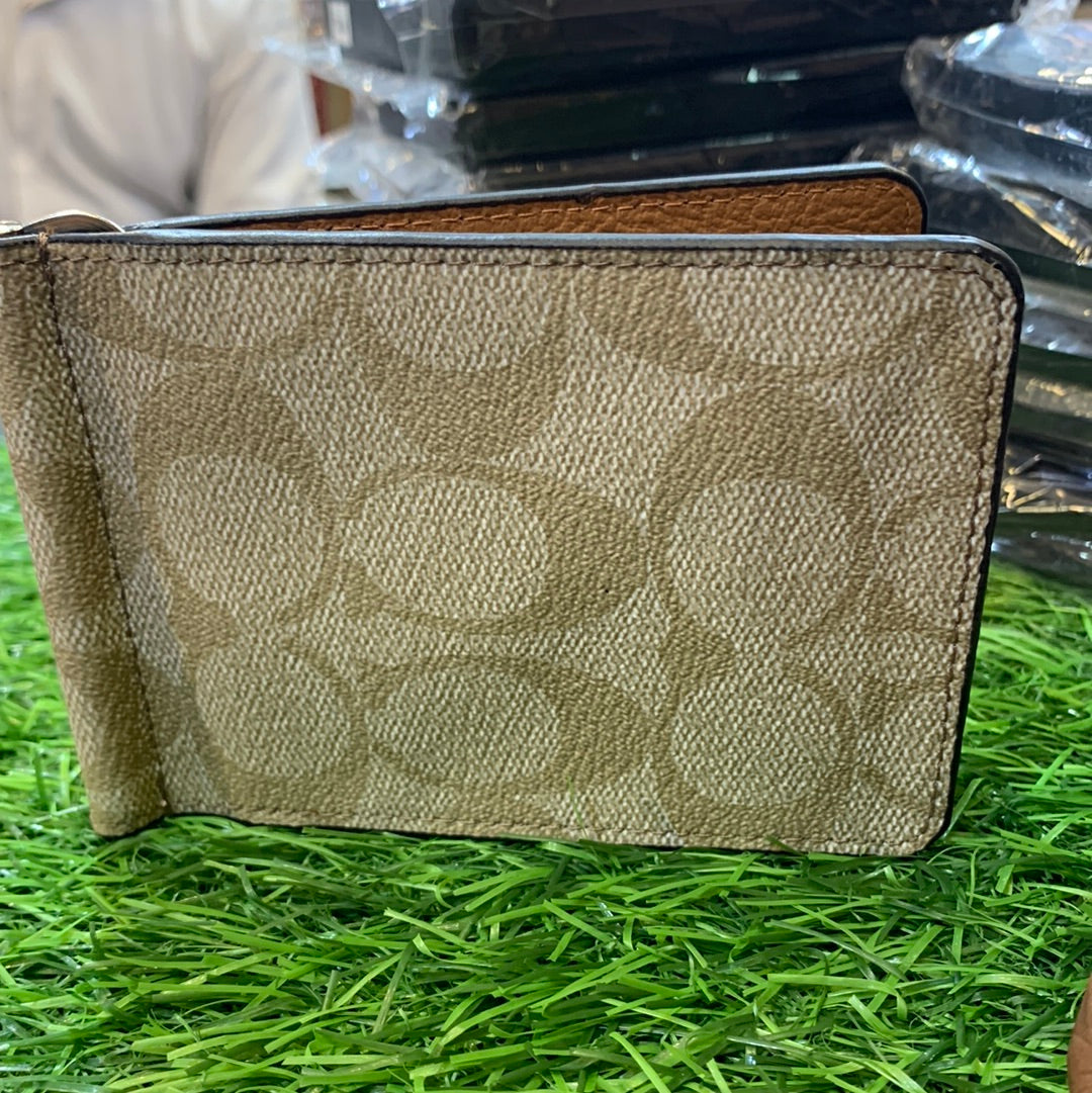 AOC Tan Colour cc Print Genuine Leather Money Clipper Men 074409