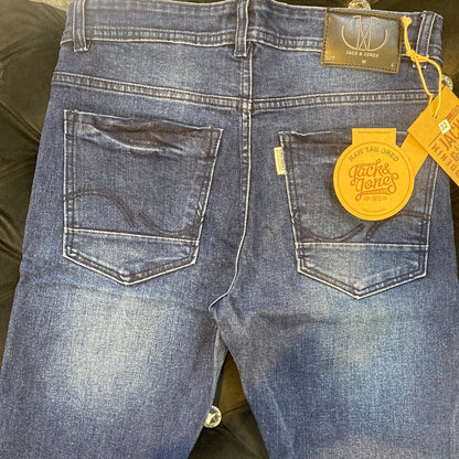 Jack JJ Navy Blue Faded Slim Fit Branded Designer Men’s Jean’s JJ 1975