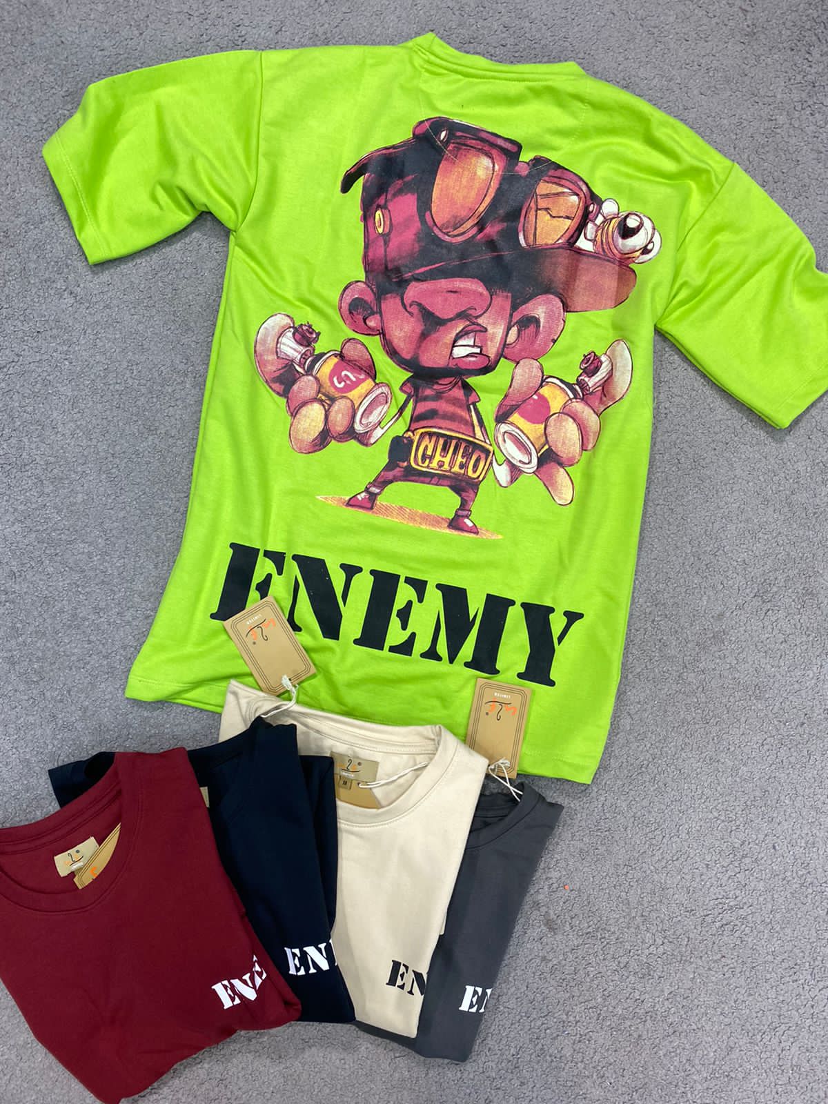 UF Limited Black Colour With Enemy Back Print Drop Shoulder TShirt 108597