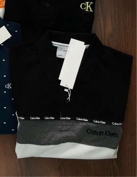 KC LAC Black Grey White Colour With Front Embroidery Store Article Collar Tshirt 788517