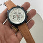Gat Brown Leather Strap Black Ring White Dial Men’s Watch 901359