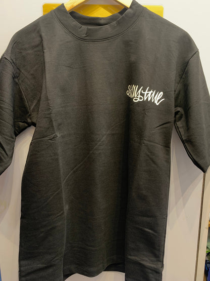 HOPE Black Colour With Stay Time  Back Print Drop Shoulder TShirt 1105021