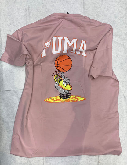 MUP Peach Colour With Mup Puff Print Lycra Fabric Tshirt 50120