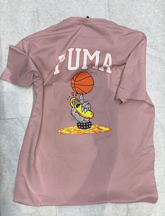 MUP Peach Colour With Mup Puff Print Lycra Fabric Tshirt 50120