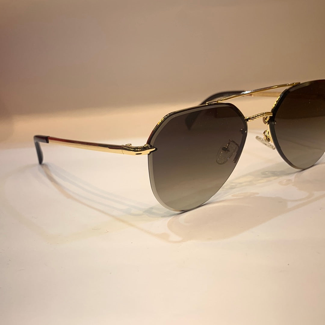 VAD Gold Frame Brown Shade Unisex Sunglass 2A589 56 16-141