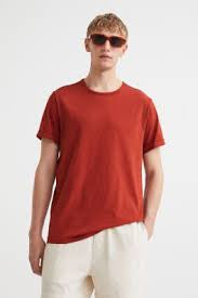 M&H Red Colour With Simple Plain Lycra Cotton Fabric TShirt 110247