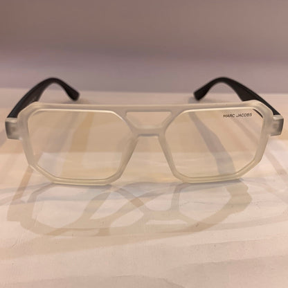 RAM Matte White Transperent Frame Black Stick Transperent Shade Unisex Sunglasses 66802 52 16-145