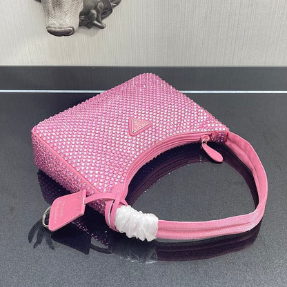 ARP PRA Pink Colour Satin Mini Bag With Artificial Crystal In Pink Ladies Hand Bag 2268