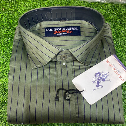 Olive green of navy blue Colour Lines Lop pol Shirts 110405