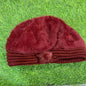 Maroon Colour Women Winter Warm Knitted Pumpkin Hat Casual Plus Bean Ladies Cap 9346