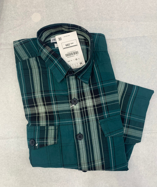 ZR Olive Green Color Check Premium Quality Full Sleeve Shirt 861056