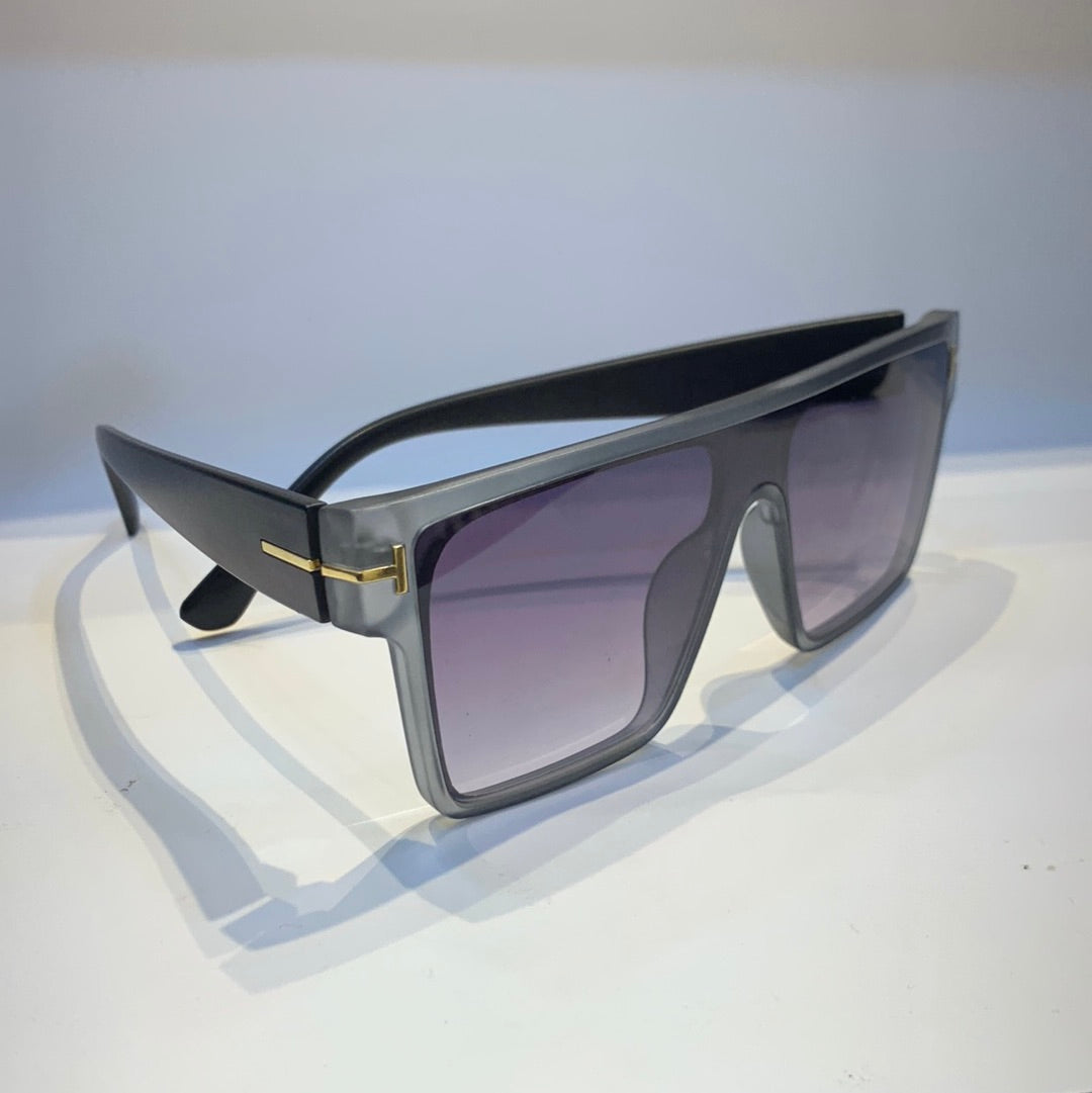 Mot Grey Black Frame Black White Shade Unisex Sunglass