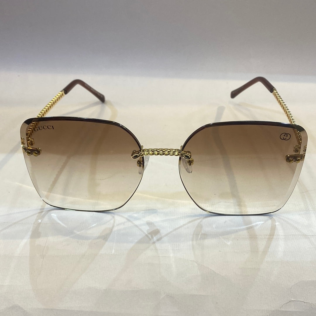 CUG Frameless Golden Stick Brown Shade Sunglass 68122 61 17-145