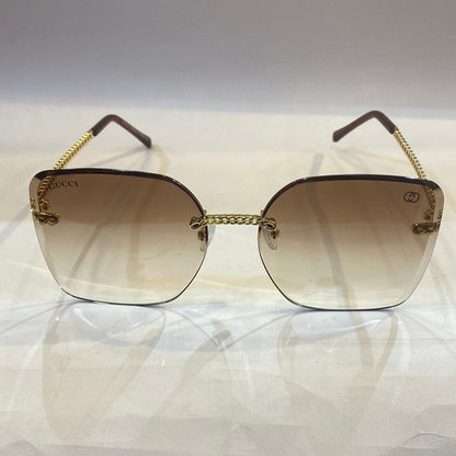 CUG Frameless Golden Stick Brown Shade Sunglass 68122 61 17-145