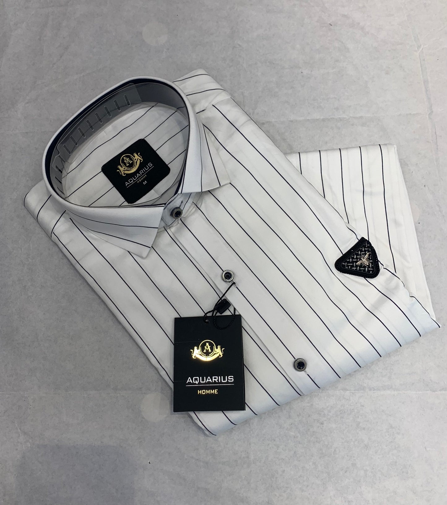 Aquarius White Color With Black Line Design Premium Quality Shirt 2226