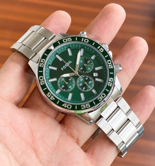 Sof Silver Green Chrono Watch for Men Chrome Formal Casual Party 400691