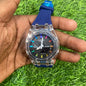 HSG Navy Blue  Silicone Strap Black Rainbow Dial 400494