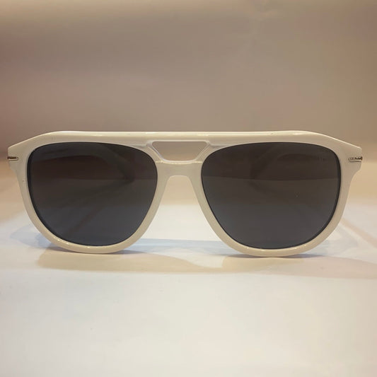 VID Glossy White Print Frame Black Shade Unisex Sunglass B2207 60 14 151