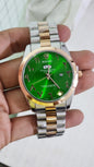 Lor Silver Copper Chain Copper Ring Green Dial Day Date Men Watch 901337