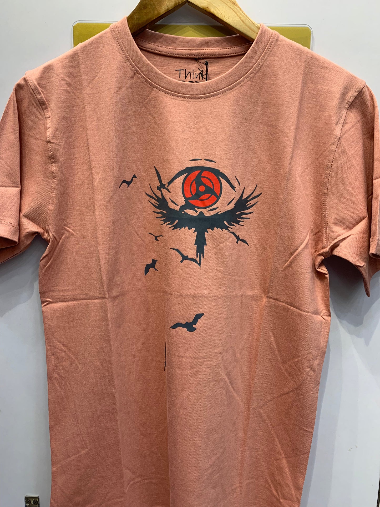 Think POP Peach Colour Front And Back Print Round Neck Tshirt 1105003