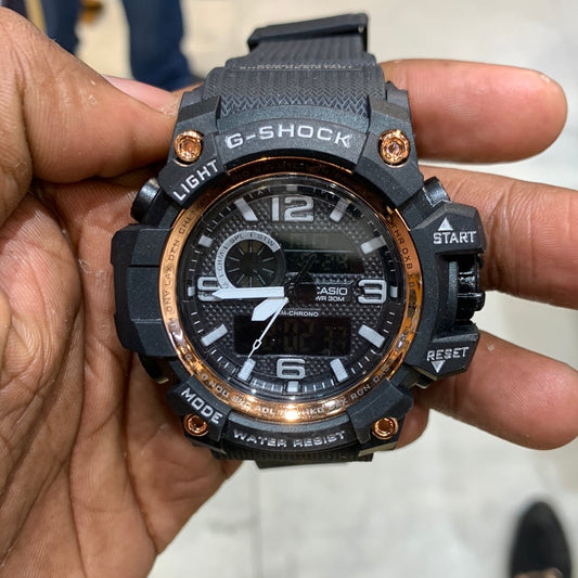 HSG Black Strap Copper Dial Water Resistance Sports Watch