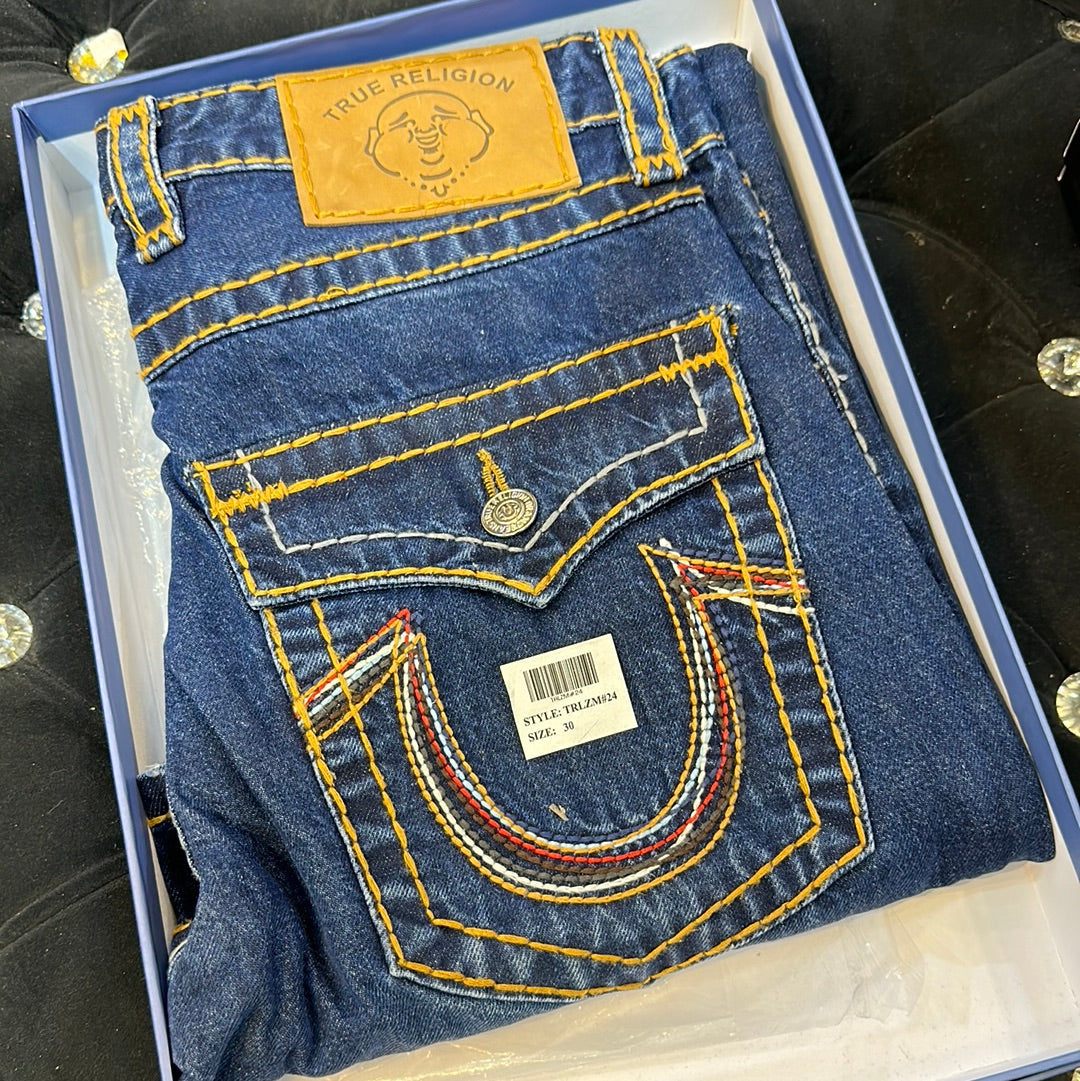 Urt Ler Drak Blue Rt Multi Colour Embroidery Mens Hight Quality Men’s Straight Jeans 67094