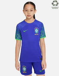 Kin Blue Colour Brasil Logo Branded Lycra Cotton Football Jersey Set 110288 03082023