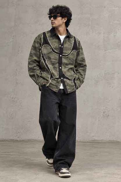 M.D.D Black Colour Military Print Premium Quality Unisex Jacket 28518-A