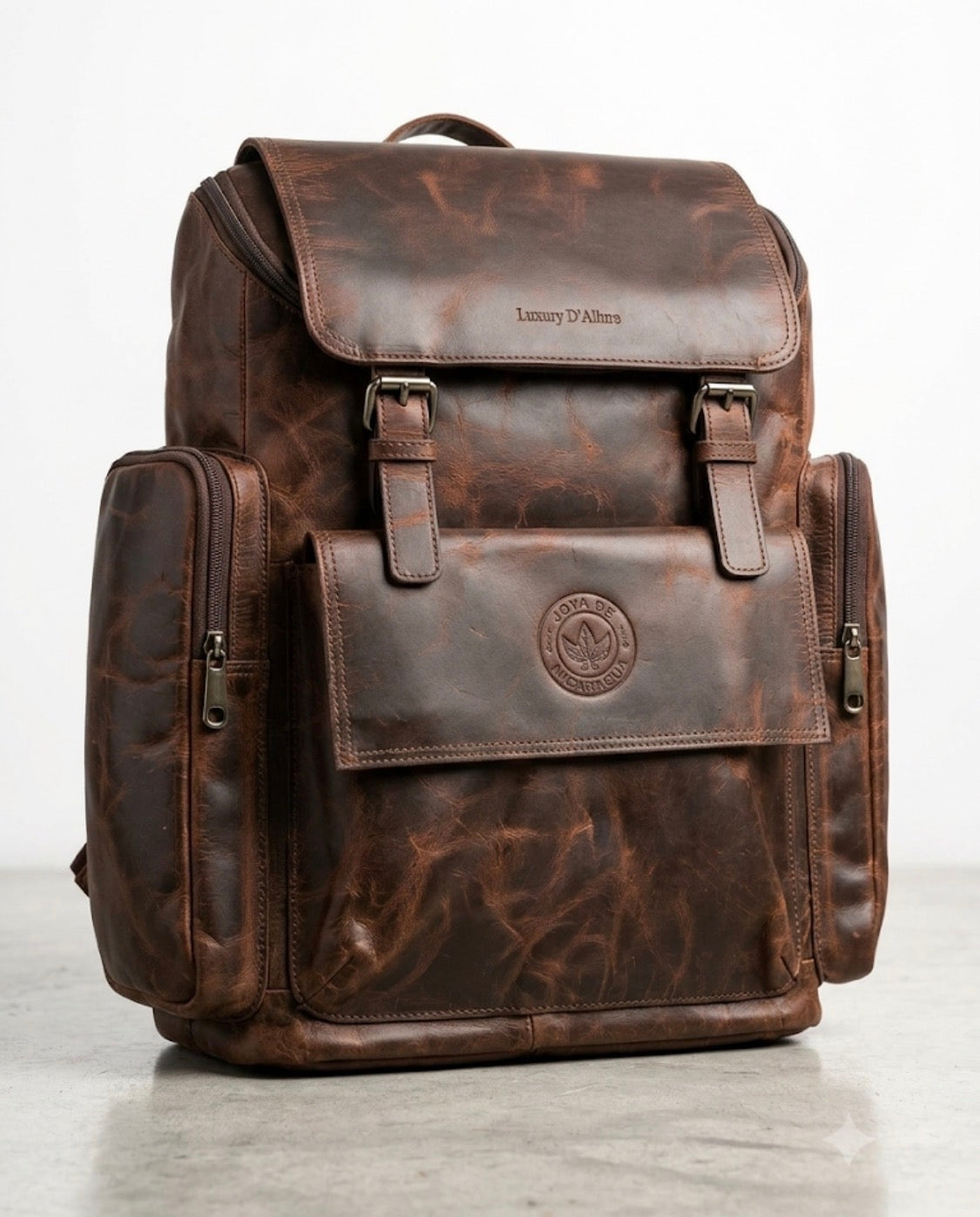 LDA Dark Brown Colour Premium Quality Genuine Leather  Unisex Backpack 991477