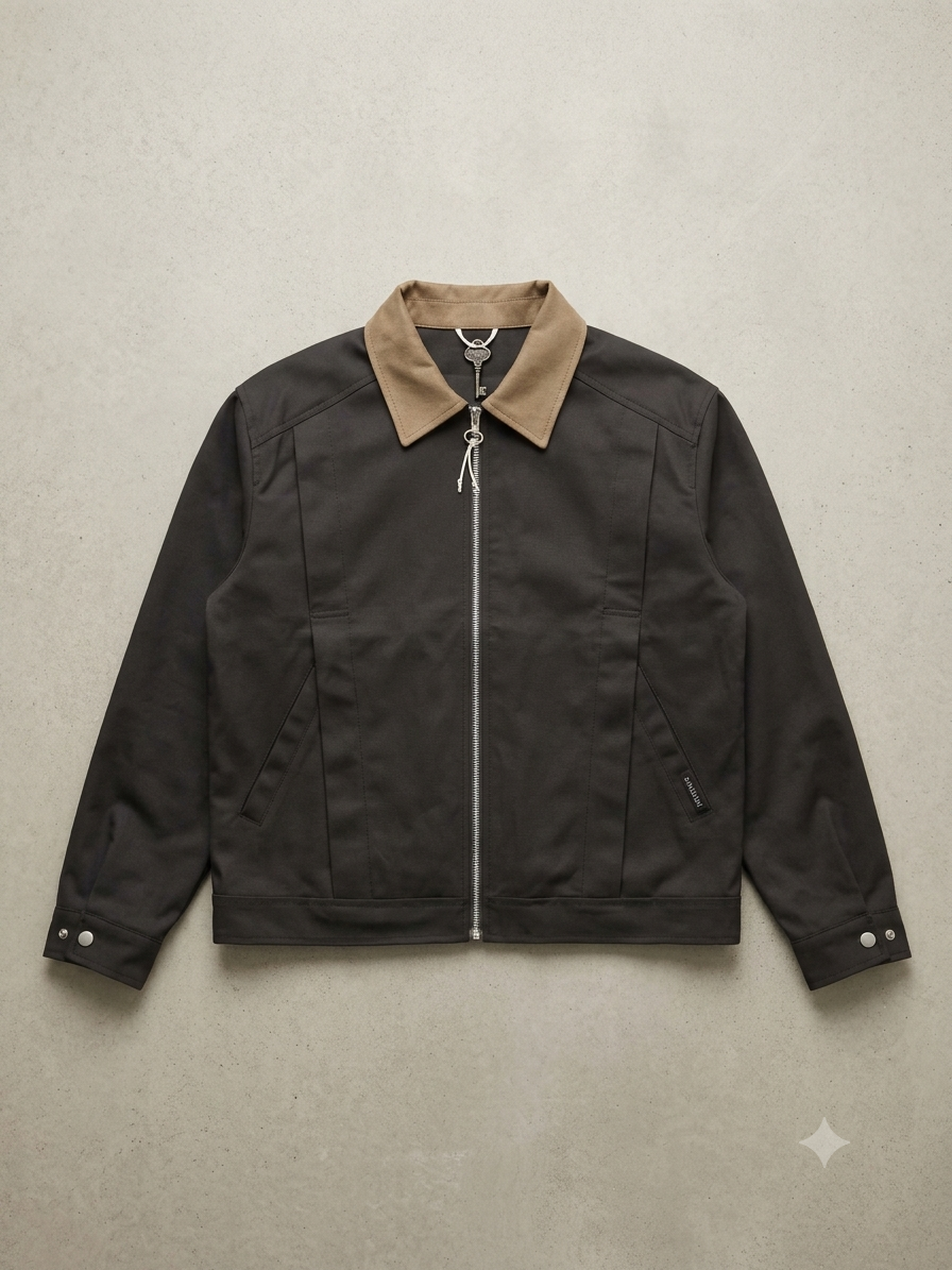 LDA Black Colour Brown Collar Premium Quality Unisex Jacket 2620-A
