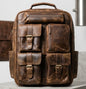 LDA Brown Colour Multi Pocket Premium Quality Genuine Leather  Unisex Backpack 991474