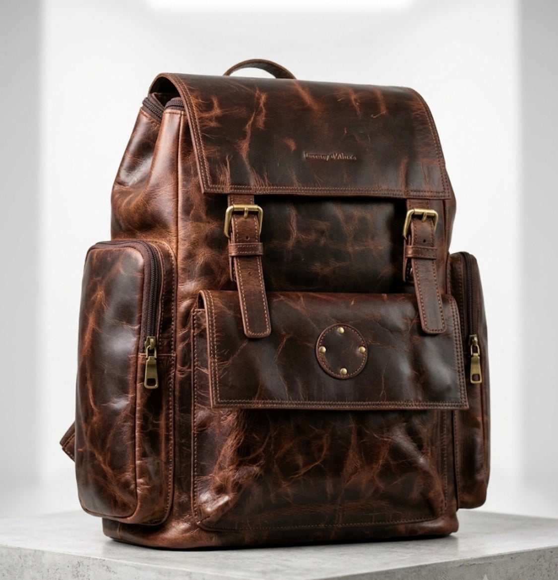 LDA Dark Brown Colour Premium Quality Genuine Leather  Unisex Backpack 991476