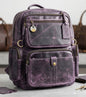 LDA Purple Colour Premium Quality Genuine Leather  Unisex Backpack 991469