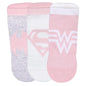 BALENZIA X JUSTICE LEAGUE WOMEN'S COMBED COTTON ANKLE LENGTH SOCKS-PACK OF 3 PAIRS/1U (PINK,GREY,WHITE)(FREE SIZE)SUPERMAN, BATMAN, WONDER WOMAN